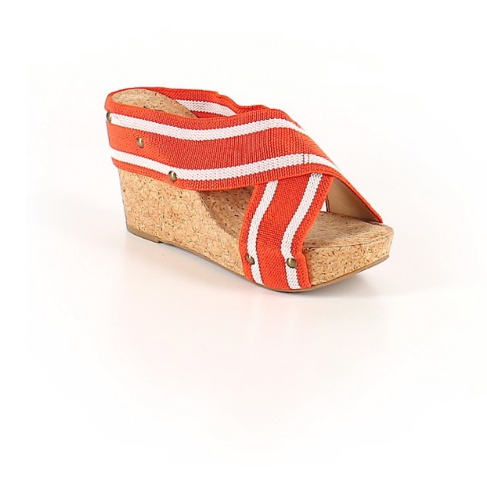 Lucky brand new wedge sandal orange/white